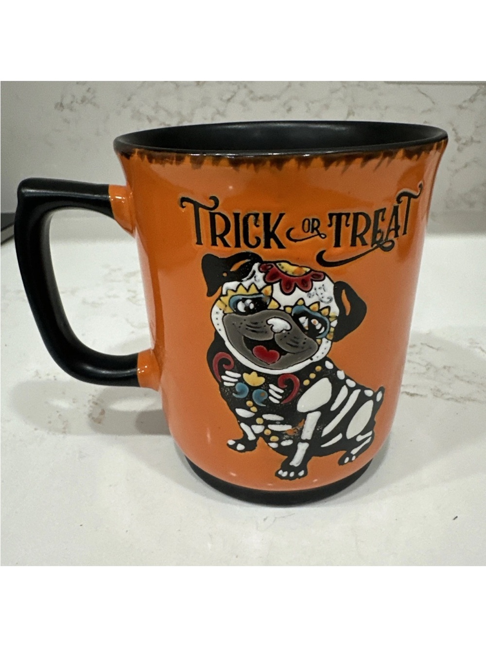 Halloween Spectrum Trick or Treat Day of The Dead Skeleton Dog Mug Pug